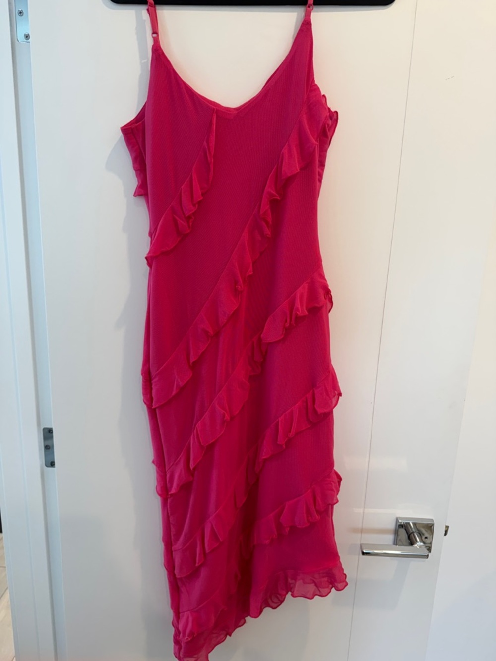 Hot Pink Ruffle Slip Dress - Picture 3 of 4